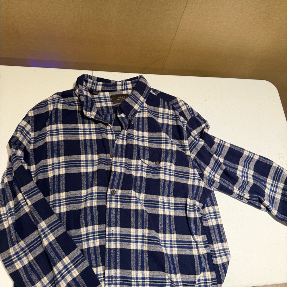 Jachs Navy and White Plaid Button Down Shirt